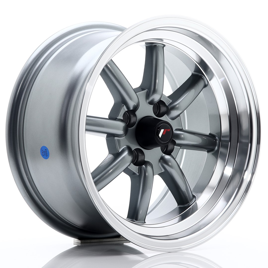 JR Wheels JR19 15x8 ET0 4x100 Gun Metal w/ Machined Lip Alloy Wheel